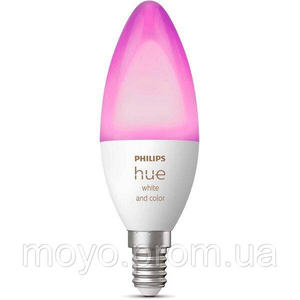 Лампа розумна Philips Hue E14, 5.3 W (40 Вт), 2000K-6500 K, RGB, ZigBee, Bluetooth (929002294204)