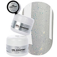 NailApex Comfort Builder Gel моделюючий гель №14 (прозоро-молочний з золотими пластівцями юкі), 8 г