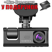 Автомобільний відеореєстратор FHD 1080P з 3 камерами Чорний