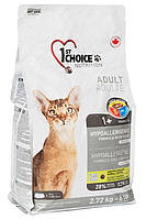Беззерновой сухой суперпремиум корм для кошек 1st Choice Adult Hypoallergenic утка, батат 2.72 кг