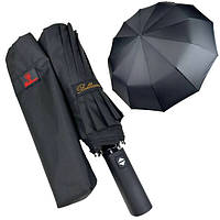 Парасолька 12 спиць антивітер автомат Bellissimo чоловіча жіноча купол 105 см Чорний (60488)