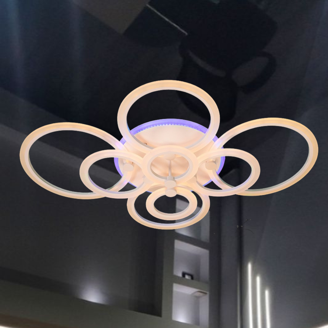 Яскрава світлодіодна люстра у зал Linisoln 160W до 25 м² колір Білий 1888/8 WH 3color, фото 1