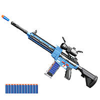 Игрушечный автомат ZERO M416 поролоновые пули аккумуляторный Черно-Синий 12 патронов