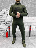 Тактический зимний флисовый костюм олива ЗСУ, спортивный теплый костюм олива для военных