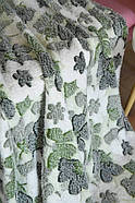 Двоспальний плед-покривало із мікрофібри бамбукового волокна 180х220 зеленого кольору з квітковим принтом, фото 4