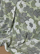 Двоспальний плед-покривало із мікрофібри бамбукового волокна 180х220 зеленого кольору з квітковим принтом, фото 6