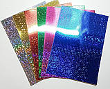 Набір кольорового голографічного картону А4 "Зірочки" / 6 кольорів / Односторонній кольоровий картон, фото 3