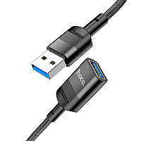USB удлинитель Hoco U107, USB male/USB female, 1.2м, USB 3.0 до 5 Гбит/с, OTG, тканевая оплетка, черный