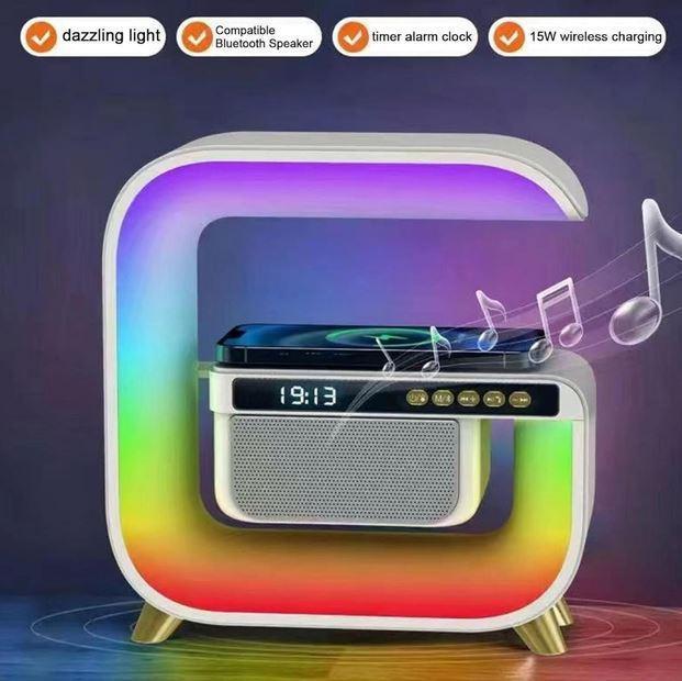 Настільна смарт-лампа-нічник 3в1 з бездротовою зарядкою 15 Вт і Bluetooth-колонкою G3 15 Вт, фото 1