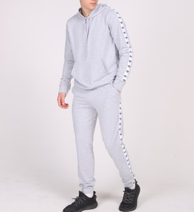Чоловічий спортивний костюм Adidas з лампасами, Адідас сірий демісезонний комплект, фото 1