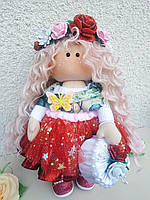 Інтер'єрна текстильна лялька Лола, подарункова, іграшка, ручна робота, висота 31 см