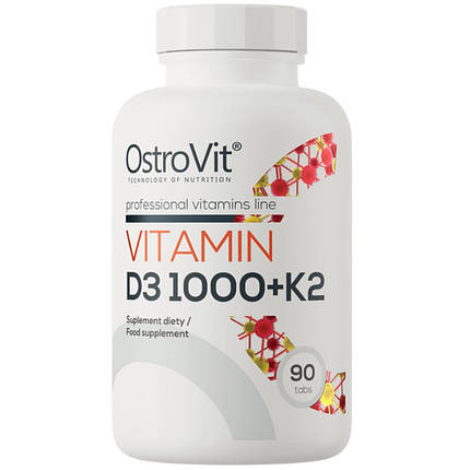OstroVit Vitamin D3 1000 + K2 90 tabs, фото 1