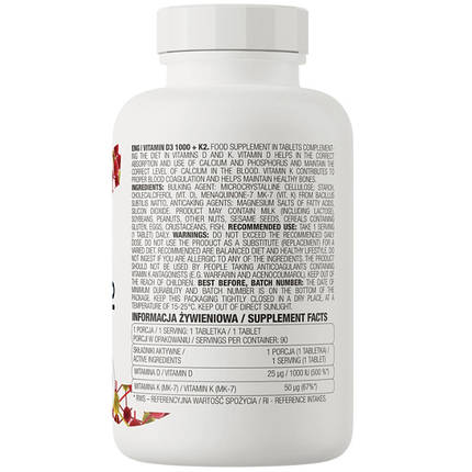 OstroVit Vitamin D3 1000 + K2 90 tabs, фото 2