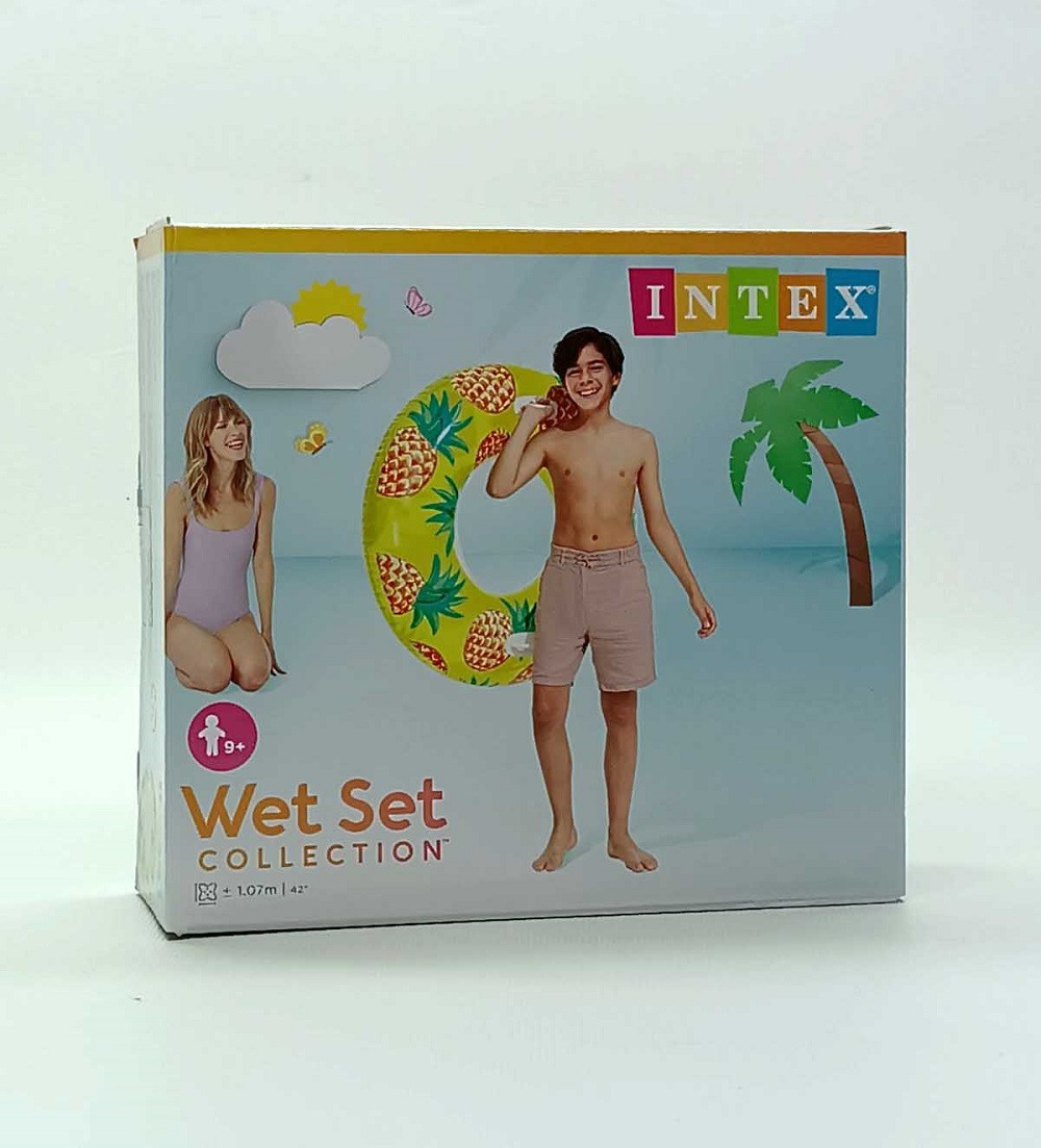 Круг надувний Intex "Wet set Ананас" 107 см із ручками жовтий 56261NP-1