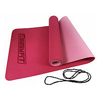 Коврик для йоги и фитнеса EasyFit EF-1924-PP, TPE+TC 6 мм, двухслойный розовый-св.розовый, Vse-detyam