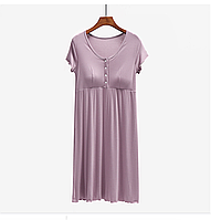 Ночнушка пижама для кормящих  трикотаж на кнопках Рене фиолетовая XL