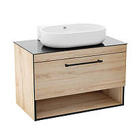 Тумба підвісна Imprese Black Edge 90 см зі стільницею й умивальником, дуб (f32119OK)