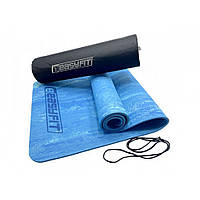 Коврик для йоги и фитнеса PER Premium Mat EasyFit EF-1930-1-E-Bl 8 мм, синий + Чехол, Time Toys