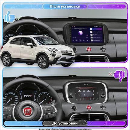 Штатна магнітола Lesko для Fiat 500X I Рестайлінг 2018-н.в. екран 9" 1/16Gb Wi-Fi GPS Base, фото 3