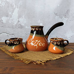 Турка Софія Coffee 350 мл вохра керамічна з чашками + розсікач