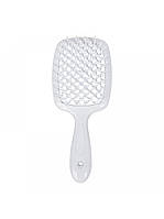 Janeke Продувная широкая расческа для укладки волос и сушки феном Superbrush Plus Hollow Comb (белая с белыми