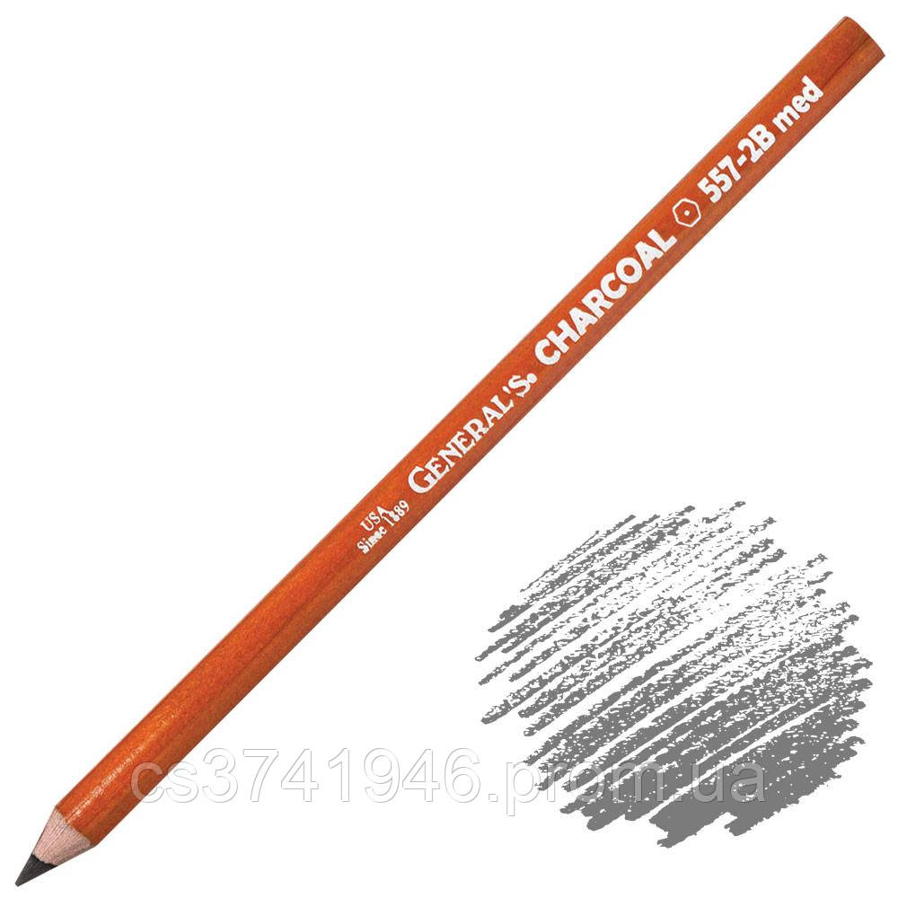 Вугільний олівець чорний 2В (м'який середній) General's (США)