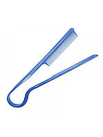 Парикмахерская расческа-зажим V3 для кератинового выпрямления термостойкая, пластиковая цельная синяя