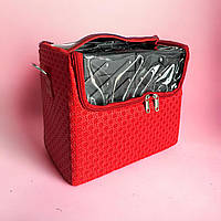 Сумка для майстра зі знімним органайзером, тканинна з прозорим верхом (колір червоний)