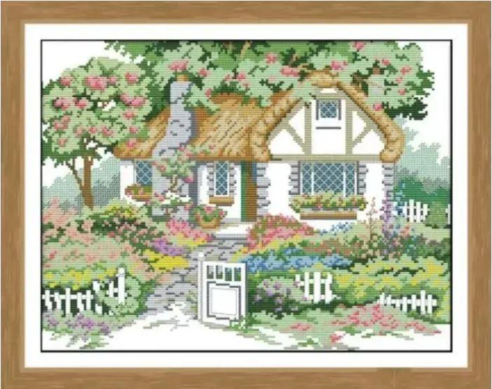 Набір для вишивання за нанесеною на канву схемою "Spring garden". AIDA 14CT printed 41*32 см