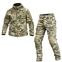 Комплект форми Soft Shell Caiman мультикам куртка та штани G2 з наколінниками