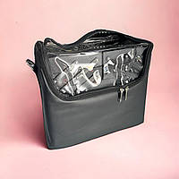 Сумка для майстра зі знімним органайзером, тканинна з прозорим верхом (колір чорний)