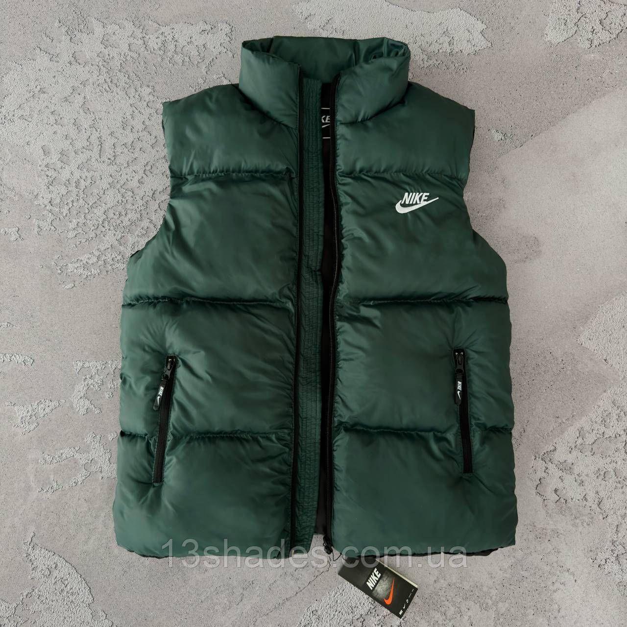 Жилетка безрукавка стьобана унісекс Nike найк смарагдовий, фото 1