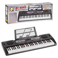 Детский синтезатор-пианино 61 клавиша с микрофоном, подставка для нот и FM радио (MQ602UFB)