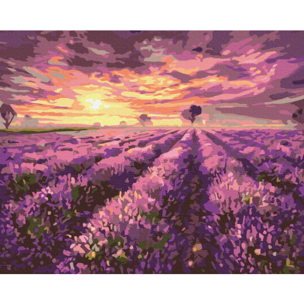 Картини за номерами 40×50 см. Лавандовий захід сонця. Brushme 3230