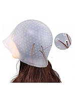 Профессиональная многоразовая силиконовая шапочка для окрашивания и мелирования волос с крючком для колориста