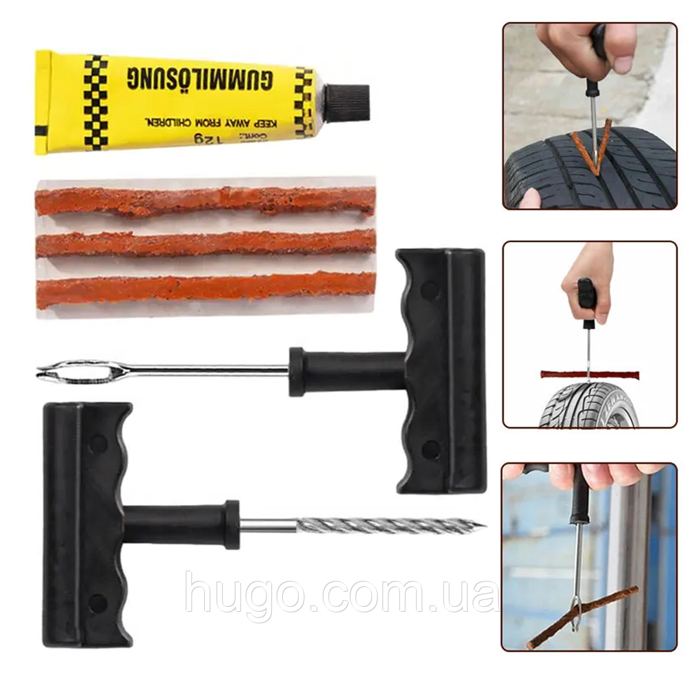 Набір для ремонту безкамерних шин / Ремкомплект для шин / Ремонтний набір для шин / Комплект для лагодження шин, фото 1