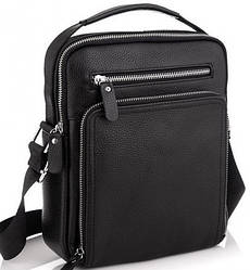 Чоловіча чорна сумка-барсетка через плече із натуральної шкіри Tiding Bag M32432