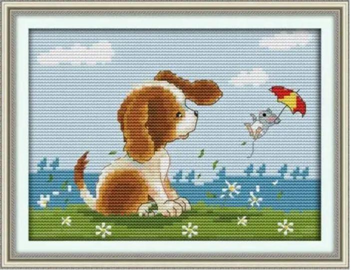 Набір для вишивання за нанесеною на канву схемою "Good-bye, friend". AIDA 14CT printed, 22*17см