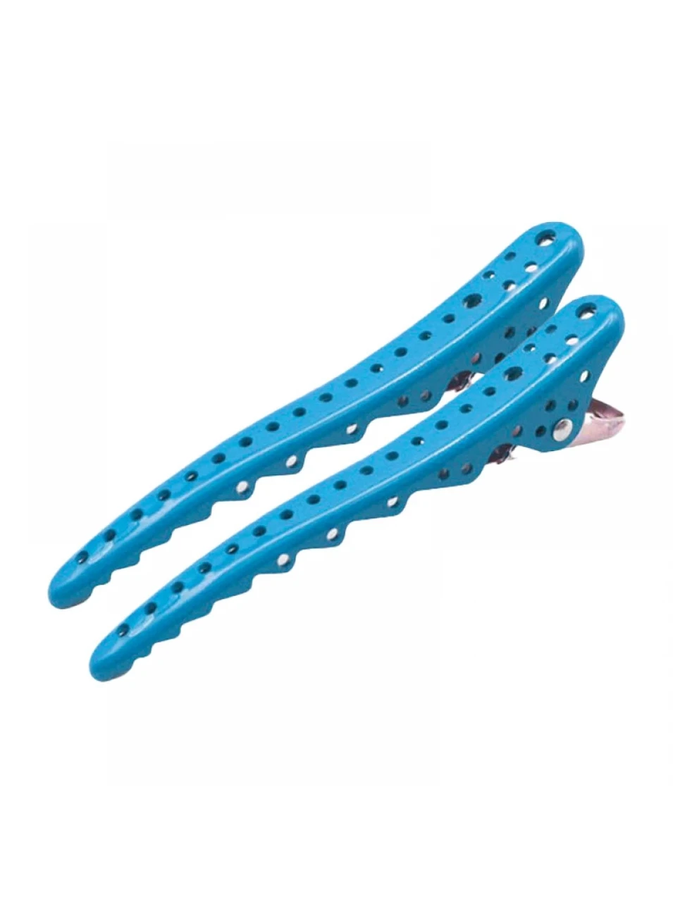 Перукарські кліпси-затискачі для волосся акула металічні 10,3 см блакитні