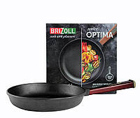 Сковорода чугунная Brizoll Optimа 240 х 40 мм без крышки деревянная ручка (O2440-P2)