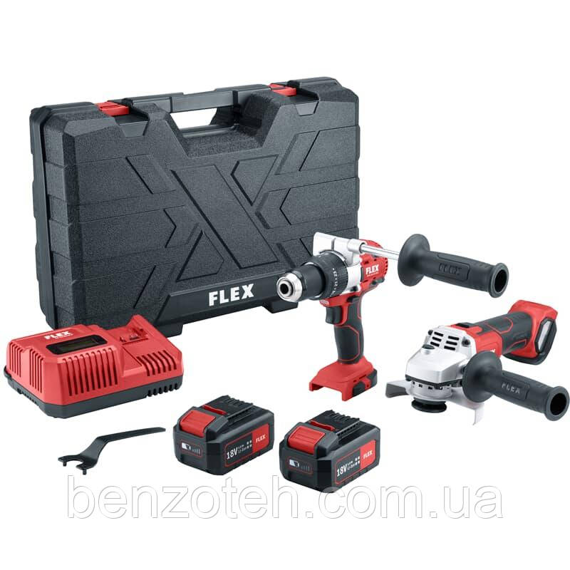 Шуруповерт аккумуляторный FLEX PD 2G 18.0 EC FS 55 + угловая шлифмашина FLEX L 125 18/0-EC, фото 1