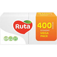 Салфетки столовые Ruta Mega Pack 1 слой 24х24 см Белые 400 шт. (4820023744622) ASN