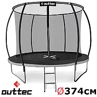 Батути дитячі та для дорослих Outtec Premium з внутрішньою сіткою 12ft (374cm) Чорно-сірий