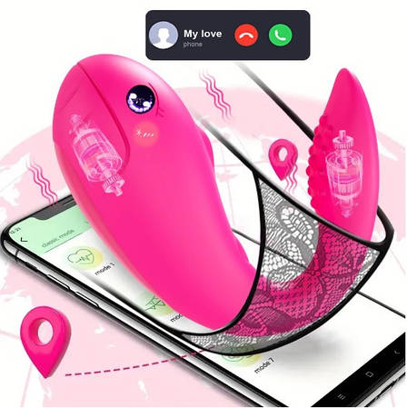 Bluetooth вібратор Dildo 2 активні сторони APP Bluetooth Control Music Mode 9 режимів, фото 1