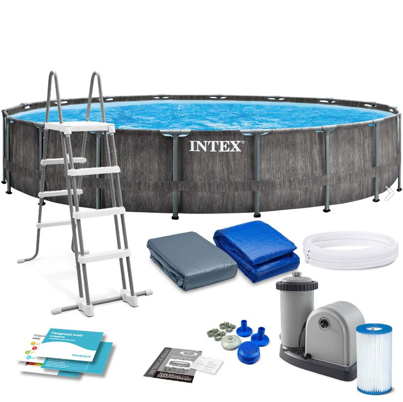 Басейн каркасний Intex 26744 Ø 549 х 122 см, ф-р-насос 5678 л/ч, сходи, тент, підстилка