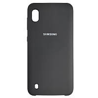 Чехол с микрофиброй Silicone Case на Samsung A10 Black (18)