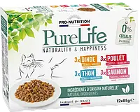 Pro-Nutrition PURE LIFE WET MULTI Кусочки филе в соусе: курица, индейка, лосось, тунец 12 шт х 85 г