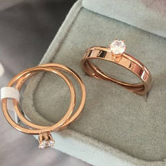 Подвійне кільце Набір з 2 кілець медзолото, розмір 16 17,18