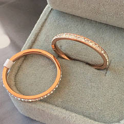 Кільце Марсель медзолото з доріжкою з білих фіанітів, розмір 16, 17,18,19