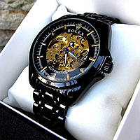 Мужские наручные часы Rolex механические, черные часы для мужчин Ролекс на подарок в подарочной коробке